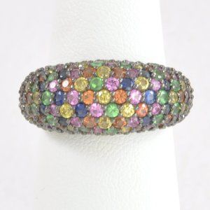 NWT 2.20 ct tw Colors of Sapphire and Tsavorite Domed Ring Size 6